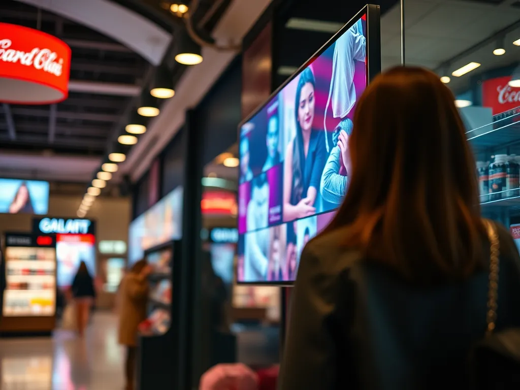 Pantalla digital mostrando contenido atractivo para aumentar las ventas en tiendas físicas.