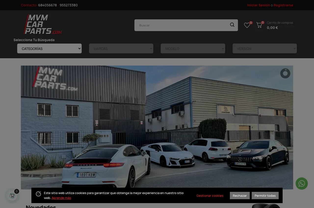 Captura de la plataforma e-commerce de MVM Car Parts